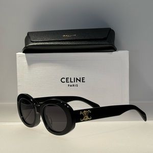 Celine Triomphe 01 Sunglasses - Black & Gold Oval